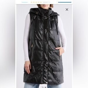 Love Token Charcoal Quilted Hooded Vest